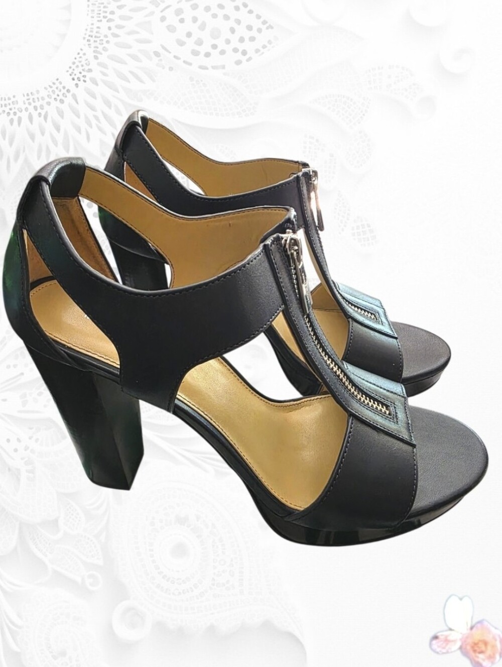 LkNw Michael Kors Berkley Zip Up T-Strap Platform Dress Heels